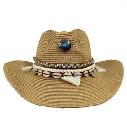 Berretti Cappello da cowboy 2023 Accessori per fiori di sole Paglia da uomo per donna da viaggio all'aperto Spiaggia unisex Western