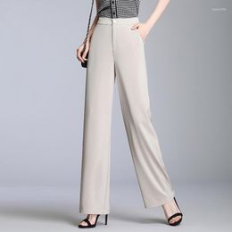 Women's Pants 2023 Summer Wide Leg High Waist Drape Loose Straight Thin Solid Beige Black Trousers Women Plus Size 4XL 5XL