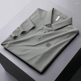 Men's Polos Light Logo Ice Silk Seamless POLO Shirt Short-sleeved Summer Fashion Business Slim Breathable Lapel T-shirt