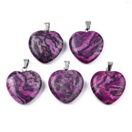 Pendant Necklaces 10pcs Natural Map Stone Pendants Dyed Heart Charm For DIY Handmade Jewellery Making Necklace Accessories22-22.5x20-20.5x6mm