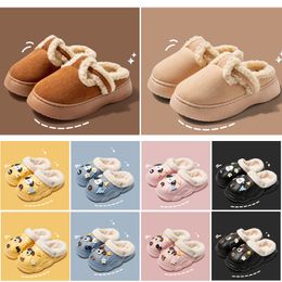 Furry Booties Slides Slippers Parent-child Fluffy Lovely Boots Pink Blue Brown White Black Women Sandals Winter Designer Home Indoor Flats Boots Eur 98