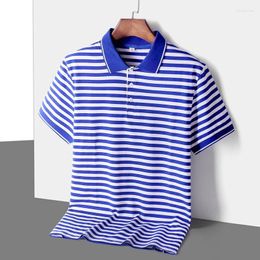 Men's Polos Fashion Sailor Striped Polo Shirts Cotton Telnyashka Short Sleeve Mens Stripe T-Shirt Breton Top