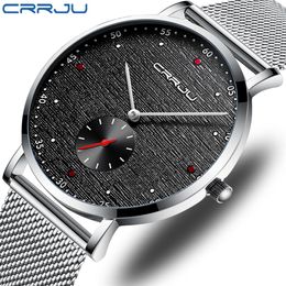 Luxury Brand CRRJU Men Watch Classic Business Slim Quartz Watch Stylish Simple Waterproof Steel Mesh Clock Relogio Masculino271J
