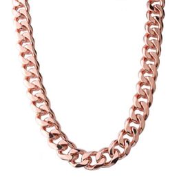 15mm Customization Length Trendy Mens Chain Rose Gold Colour Stainless Steel Necklace For Men Curb Cuban Link Hip Hop Jewellery Chain290C