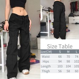 Women's Pants Capris Y2K Pockets Cargo Pants for Women Straight Oversize Pants Harajuku Vintage 90S Aesthetic Low Waist Trousers Wide Leg Baggy Jeans 230925