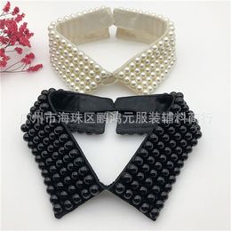 Bow Ties Women Rhinestone Handmade Beading Faux Pearls Layers Bib Lapel Fake Collar Jewelry Detachable Necklace Choker Cloth Acces275P