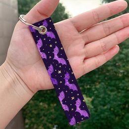 Keychains Fashion Watercolour Bats In Purple Strap Keyring Hanging Holder Bag Car Wallet Trinket Keychain Gifts