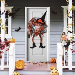 Decorative Flowers Funny Halloween Decorations Wreath Spooky Witch Hat Leg Door Hanging Durable Decoration For Festive