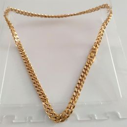 Classics 10k Fine Solid GOLD FINISH Stripe Cuban Curb Chain NECKLACE 24 Heavy Jewellery THICK193Q