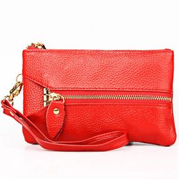 Evening Bags Fashion Women Casual Clutch Bag Genuine Cow Leather Zero Wallet Ladies Coin Purse Pocket Soft Zipper Key Case Gift 230926