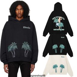 Rhode 23s Trendy Beach Coconut Tree Beauty Printed Hoodie for Men and Women High Street Jacket