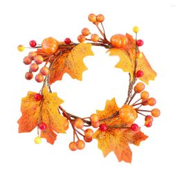 Decorative Flowers Maple Pumpkin Wreath Simulated Door Outdoor Christmas Decorations Holly Thanksgiving Day Foam Hanging Halloween