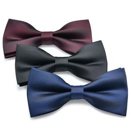 Neck Ties Men's Bow Tie Matte Black Flat Head Classic Double Layer Solid Color Business Banquet Wedding Daily Suit Shirt Bowt251S