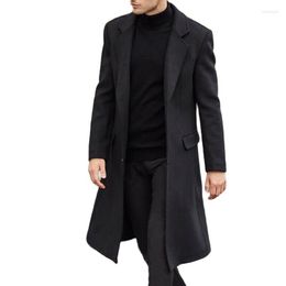 Men's Wool 2023 Autumn Winter Mens Coat Solid Long Sleeve Woollen Jackets Fleece Men Overcoat Streetwear Fashion Trench Outerwear