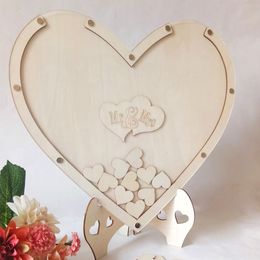Other Event Party Supplies Wedding Wood Heart Shape Signature Guest Book Tabletop Guestbook Drop Box Decor Personalized Wedding Guest Signatures 230926
