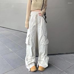 Women's Pants Deeptown Y2k Vintage Beige Cargo Women Hippie Kpop Wide Leg Baggy Trousers American Retro Streetwear Oversize Pantalons