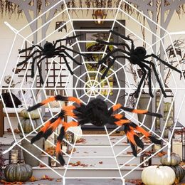 Other Event Party Supplies 150200cm Black Scary Giant Spider Huge Spider Web Halloween Decoration Props Haunted House Holiday Outdoor Giant Decoration 230925