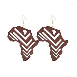 Dangle Chandelier Earrings Africa Map Carved Hollow Wood For Women Trendy Wooden Statement Handmade Jewelry Wholesale Drop Delivery Dhs3D