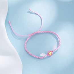 Charm Bracelets Fashion Women Men Silver Color Gold Stainless Steel Pink Rope Jewelry A Gift