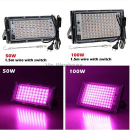 Grow Lights 50W 100W LED Grow Plants Flood Light 220V Full Spectrum Phyto Lamp Greenhouse Hydroponic Growing Floodlights EU Plug With Switch YQ230926