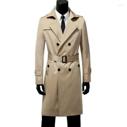 Men's Trench Coats Spring Autumn Coat Style Double Breasted Slim Fit Medium Youth Brand Beige Fashion Windbreaker Casaco Masculino