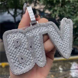 Bling Baguette Diamond Custom Letter Name Necklace Hip Hop Jewellery Gift