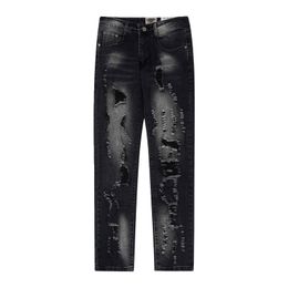 Top Quality Mens Hole Jeans Galleries Pants Depts Sweat Dept Shorts Speckled Letter Print Women's Couple Casual Flared Pants