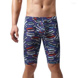 Men's Sleepwear Mens Sleep Bottoms Sexy Bugle Pouch Printed Long Boxer Shorts Fitness Underwear Panties Pyjamas Trunks Lounge Wear