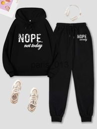 Men's Tracksuits Two piece set of women's casual printed hoodies sweatshirts and drawstring high waisted sports pants - comfortable and fashion x0926