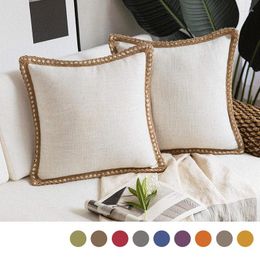 Pillow Junwell 2PC Set Polyester Solid Decorative Textured Linen Embroidery Geometry Sofa Bed Car Use Home Decor