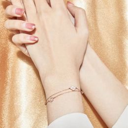 Clover bracelet women's light luxury niche design hand ornament rose gold birthday gift for girlfriend