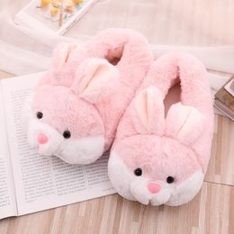 Slippers 2Pcs Women Cartoon Rabbit Plush Slippers Adorable Warm House Shoes for Bedroom Dormitory Indoor 230926