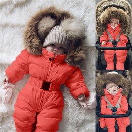 Down Coat Ski Pants Girls Hooded Infant Snowsuit Romper Jacket Baby Warm Snow Suit 6x Bunting Suits for 230925