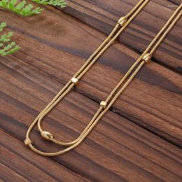 Choker D&Rui Fashion Round Beans Pendant Multi Layered Necklace Luxury Gold Color Jewelry Accessories Women's Party Gift Chain
