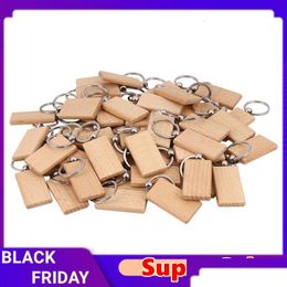 Keychains Lanyards 50 Blank Wooden Keychain Rectangar Engraving Key Id Can Be Engraved Diy 230715 Drop Delivery Fashion Accessories Dhqz9