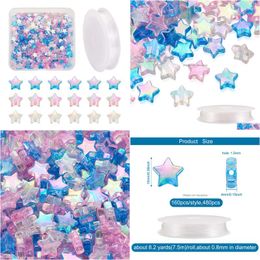 Acrylic Plastic Lucite 480Pcs Star Transparent Beads With Clear Elastic Crystal Cord For Diy Childrens Day Stretch Bracelet Jewellery Ma Dhw7O