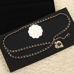 2023 Luxury quality charm pendant necklace waist belt black genuine leather have box stamp PS7565A200c