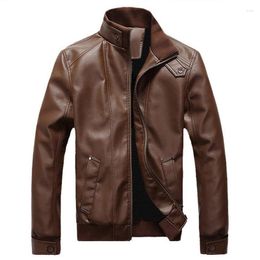 Men's Fur 2023 Winter Fashion Autumn Male Leather Jacket Plus Size 3XL Black Brown Mens Stand Collar Coats Biker Jackets