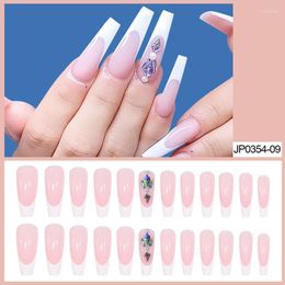 False Nails Selling Nail Patches Ballet Coffin French Enhancements White Colored Diamond Accessories