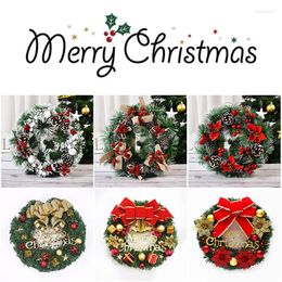 Decorative Flowers 30cm Christmas Wreath Decoration Classic Tree Artificial Pinecone Red Berry Garland Hanging Ornaments Snowflake Decor