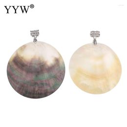 Pendant Necklaces YYW Vintage Natural White Black Mother Of Pearl Shell Pendants Flat Round Abalone Charms Jewelry Making