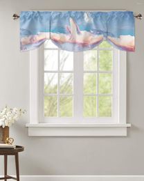 Curtain Starry Whale Clouds Cartoon Kitchen Curtains Balcony Adjustable Roman Blinds Small Short For Living Room