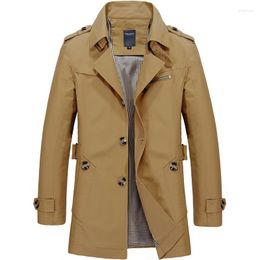 Men's Trench Coats Spring Autumn Jacket Men Outdoor Casual Mid-long Coat Korean Fashion Slim Fit Cotton Big Size M-5XL