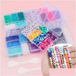 Acrylic Plastic Lucite Flat Polymer Clay Alphabet Spacer Beads Box For Diy Bohemian Bracelet Jewelry Hand Making Accessories Discs Loo Dhcaq