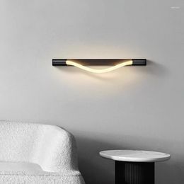 Wall Lamp Wavy Industrial LED Silica Gel Light Fixture Bedroom Bedside Black Creative Entrance Living Room Deco Sconce