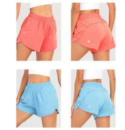 LU Women Yoga Outfits High Waist Sports Shorts Exercise Fitness Wear Girls Running Shorts Elastic Sportswear Lined Drawstring Shorts