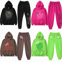 Men's Tracksuits Sp5der Young Thug 555555 Men Women Designer Hoodie High Quality Foam Print Spider Web Graphic Pink Sweatshirts Y2k Pullovers S-2xlchu2