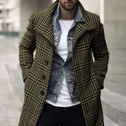 Men's Wool Plus Size Korean Mens Coat Winter Jacket Men Overcoat Warm Clothes Outwear Long Plaid Blends Male Veste Homme