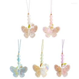 Keychains Flower Butterfly Pendant Hanging Rope Phone Chain Strap Keychain Accessory