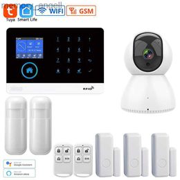 Alarm systems GSM Wifi Alarm System Smart Home Security 2.4 Inch Colour Screen Wireless Indoor Camera Infrared Motion Detector Door Sensor Kit YQ230926